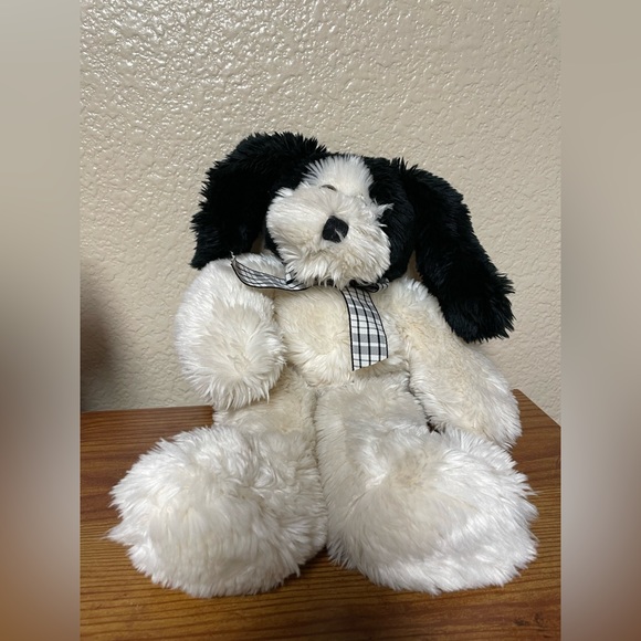 Animal Adventure Fluffy Soft Fur Puppy Dog Plush CreamBlack Long Ears & Legs 14” - Picture 1 of 6